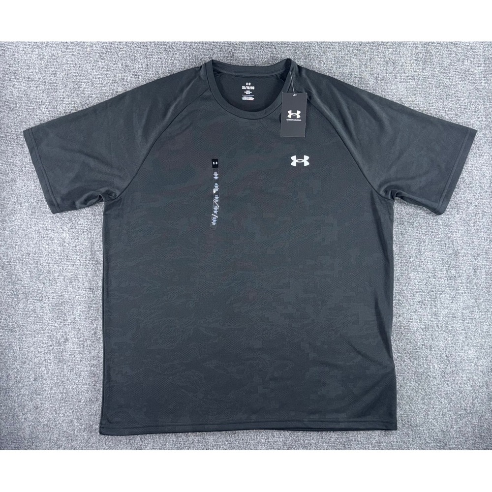 Under‎ Armour Mens XL Training Shirt Black Digital Camo Loose Fit Raglan Tee NEW
